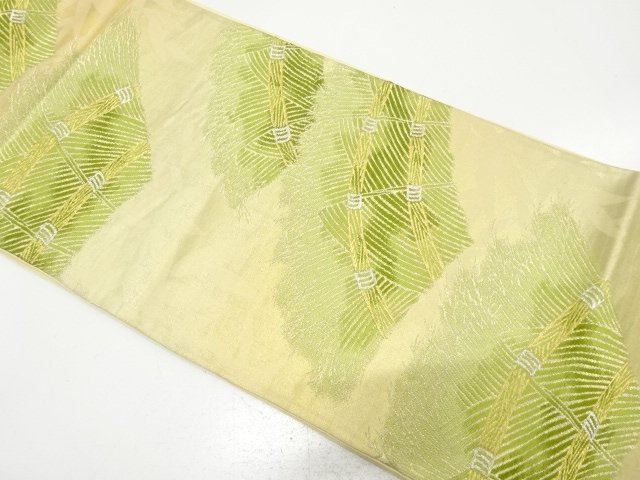 JAPANESE KIMONO / ANTIQUE FUKURO OBI / SILK / WOVEN FENCE
